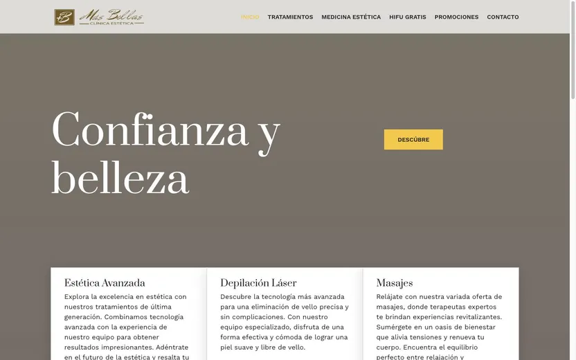 Clínica Más Bellas · web hecha por Karma Studio Página web de Clínica Más Bellas (Estética) diseñada por Karma Studio